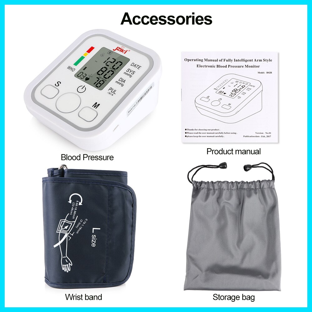 Home use Health Care Digital Upper Fully Automatic Electronics Arm Style Blood Pressure Monitor Pulse Rate B02R