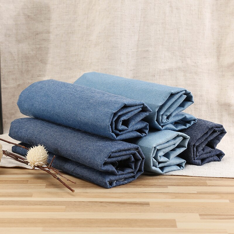 Sommer blød tynd ensfarvet bomuld denim stof til syning tilbehør tøj beklædningsgenstand skjorte nederdel materiale 45*145cm tj4512