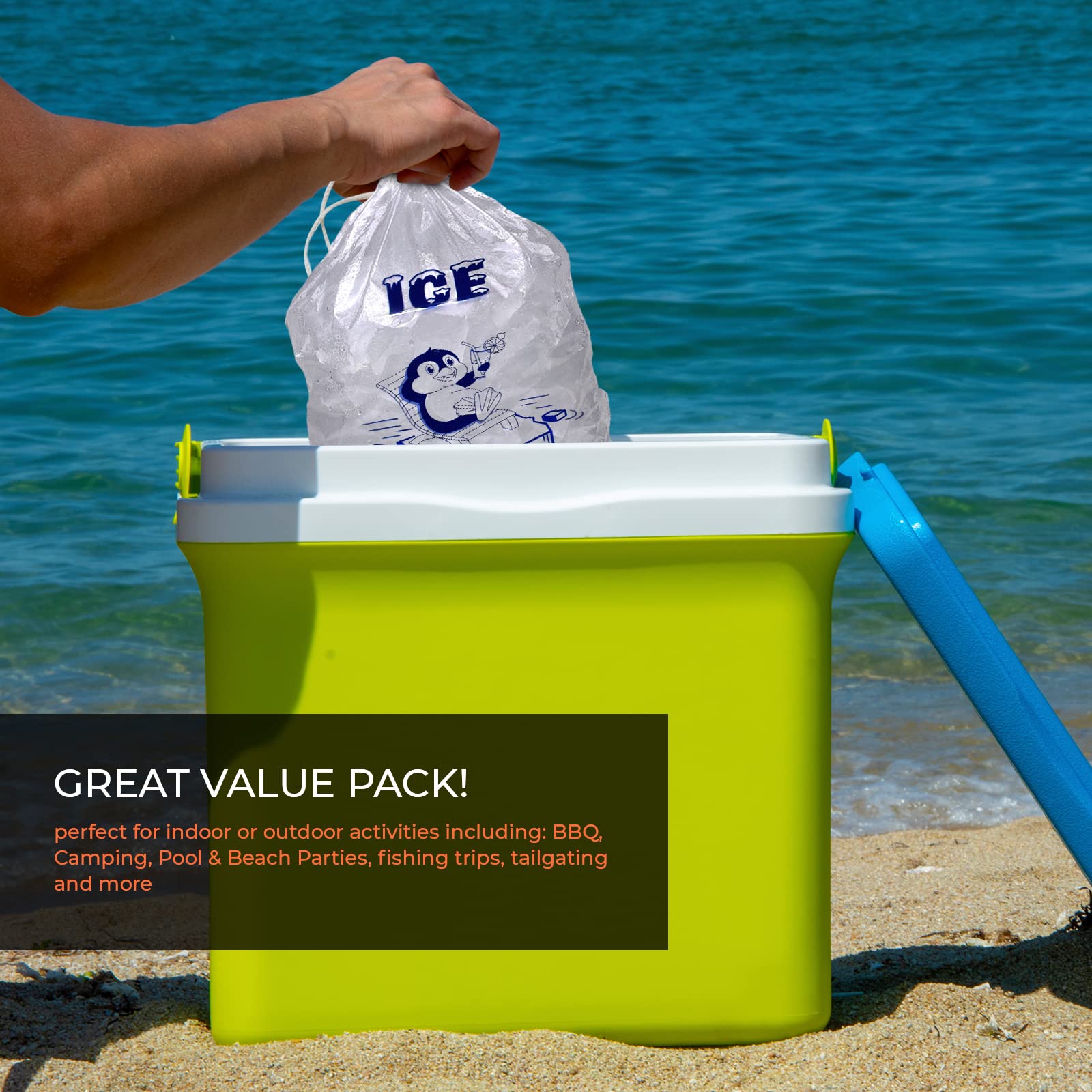 10pcs Ice Bag Durable Drawstring Closure Pack Storage Bags For BBQs Camping Food Stalls Refillable Ice Cubes Bags