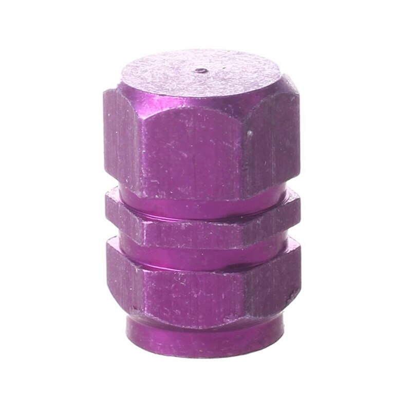 SODIAL(R) 4 x púrpura hexágono de aluminio aleación tapas de válvula de neumático para coche
