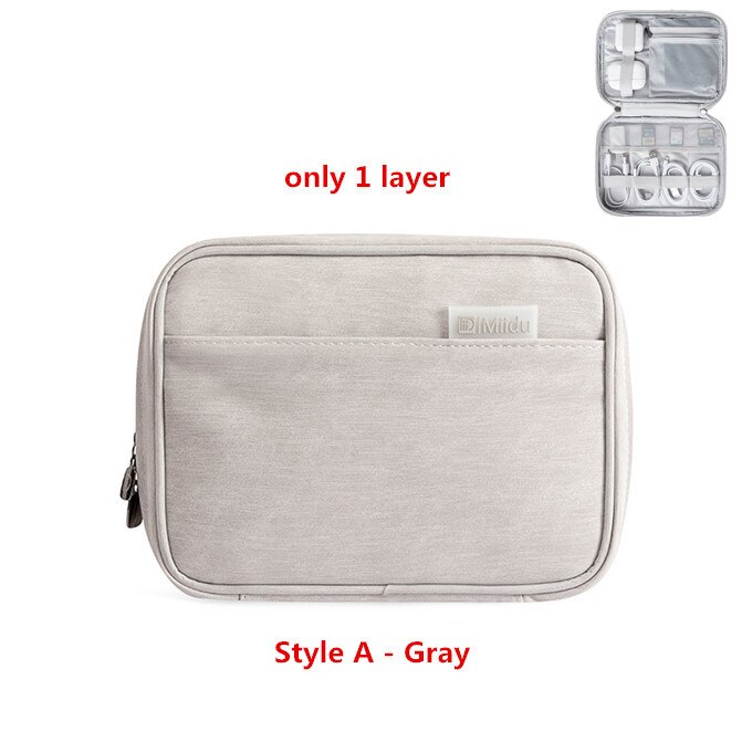 Travel Accessory Digital Bag Power Bank USB Charger Cable Earphone Storage Pouch Shockproof Electronic Organizer Package: A-Gray