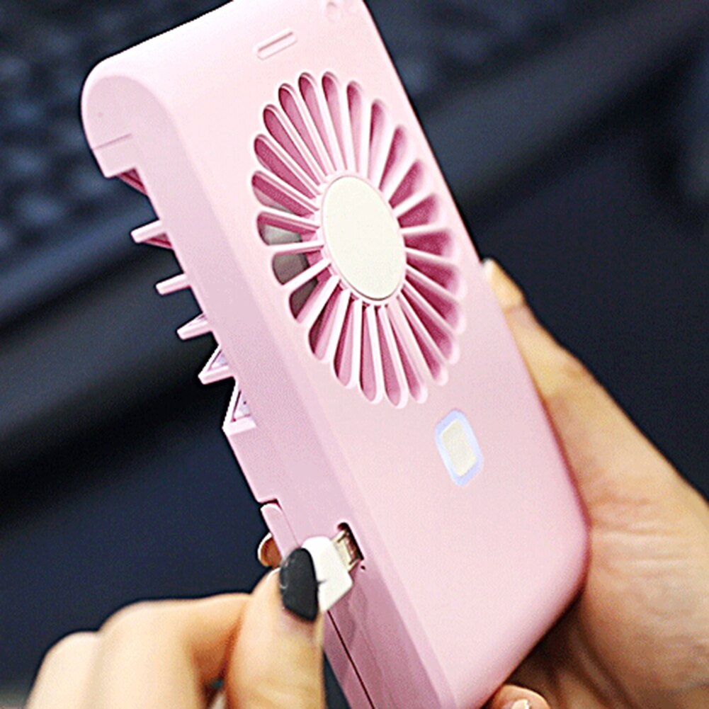 Mini Telefoon Vorm Draagbare Usb Opladen Koelventilator Met Standaard Make-Up Spiegel Lichtgewicht En Draagbare Canbe Gebruikt Op Vele Gelegenheid