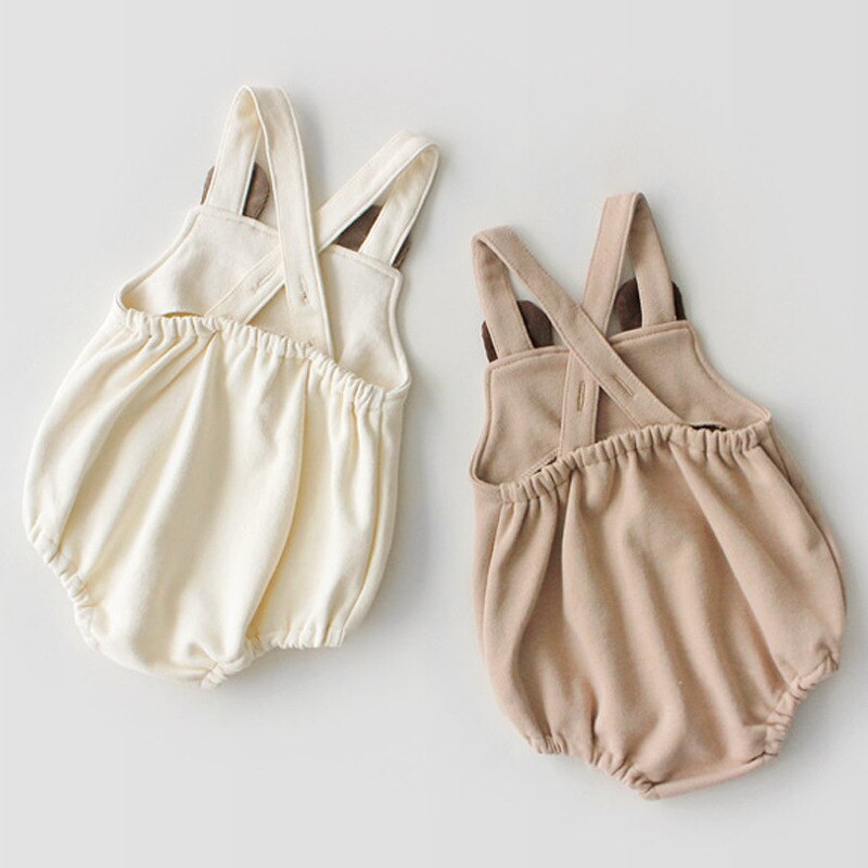 2021 New Baby body simpatico orso tuta cappello cartone animato senza maniche ragazzo tuta top moda ragazze tutina cotone vestiti infantili