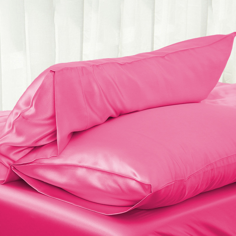 Solid dronning / standard silke satin pudebetræk sengetøj pudebetræk glat hjem: Rød