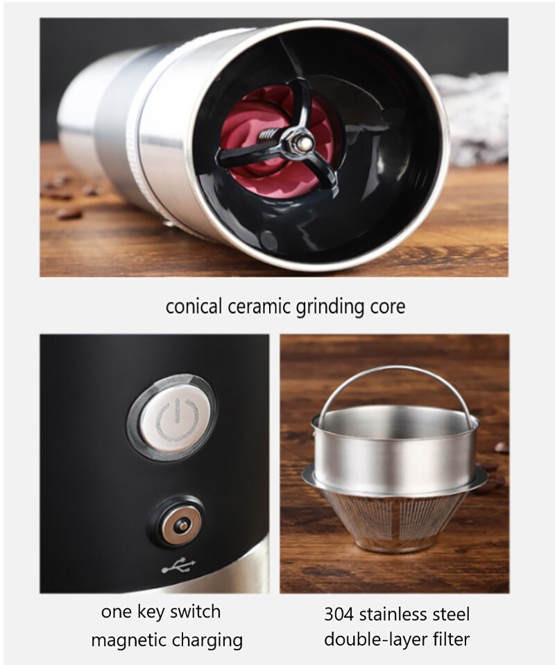 1Pc USB Electric Coffee Cup Coffee Grinders Portable Office Home Automatic Coffee Machine Grinding Coffee Pot Lazy Cup