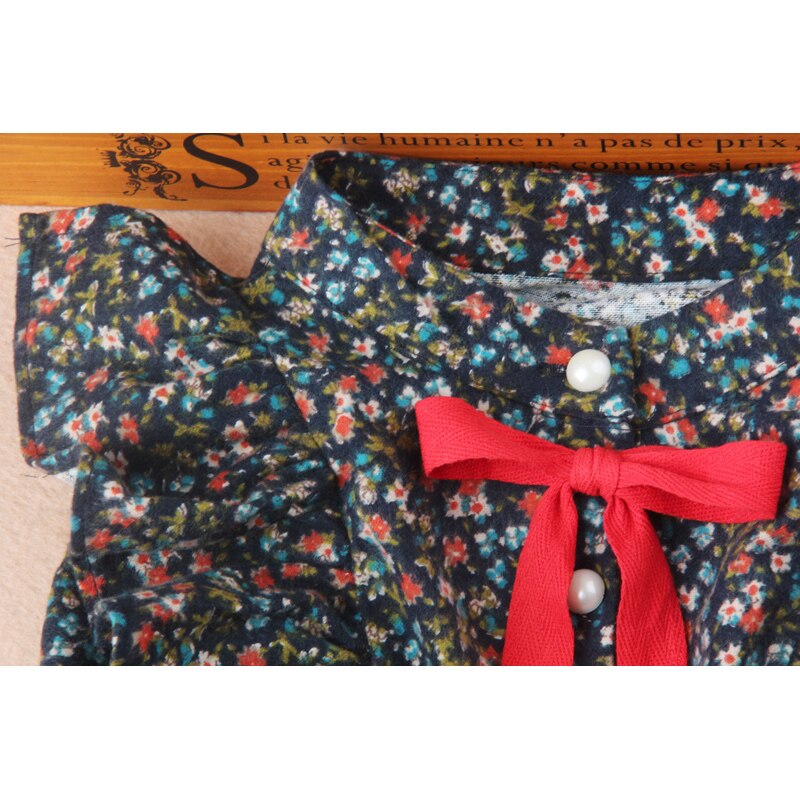 Camisas de para adolescentes, blusas con estampado de flores y botones, ropa de otoño para niño niña, Tops de manga con volantes de algodón, 2-16 años
