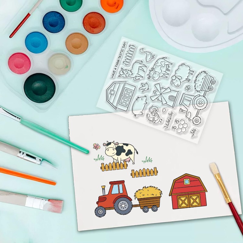 1 vel decoratieve duidelijke stempels plastic stempels boerderij dier siliconen stempel filmframe transparante zegel stempels voor cadeau fotoalbum