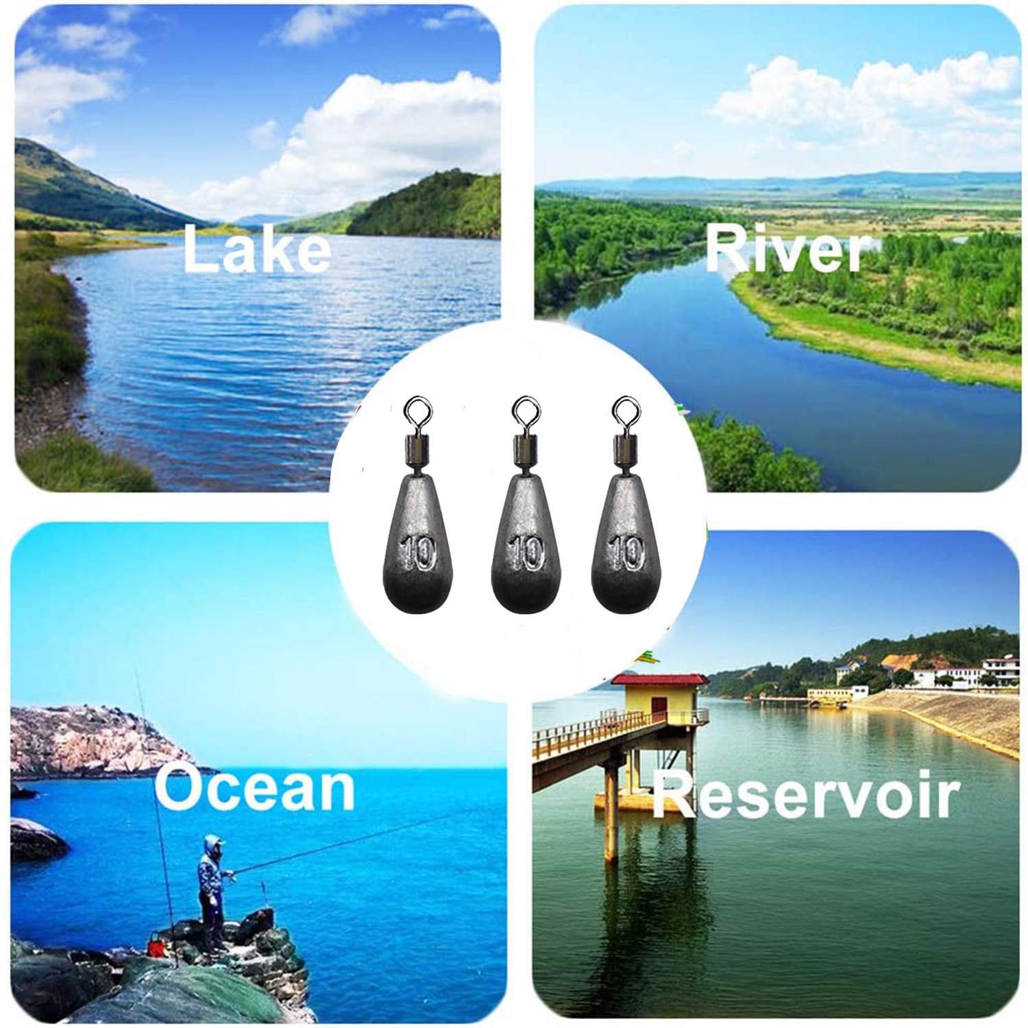 10 pz/lotto pesca peso platina 3.5g 5g 7g 10g 14g 20g pesi goccia d&#39;acqua attrezzatura da pesca accessori