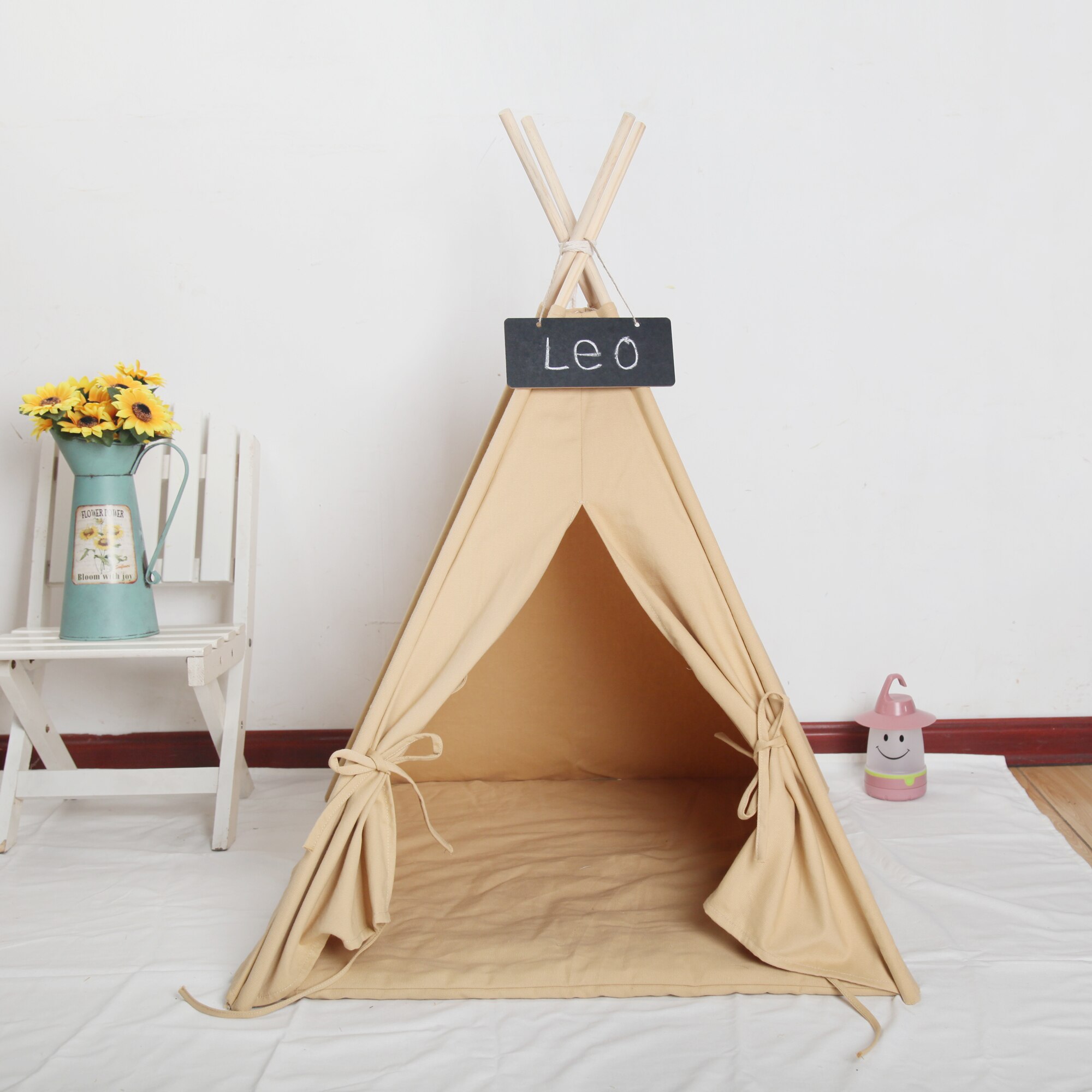 Bruin Canvas Huisdier Teepee 60 Cm Base 63 Cm Tall