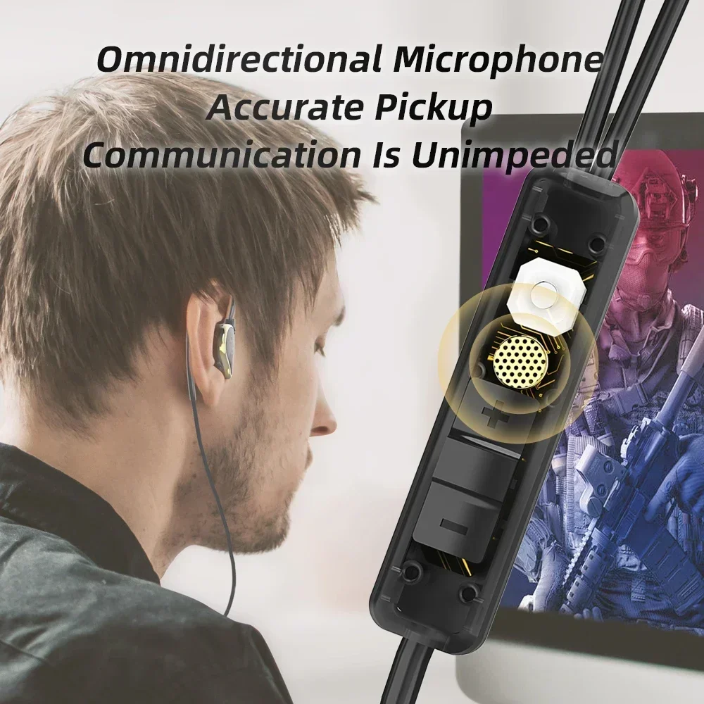 HiFi 7.1 Stereo Sound in-Ear Game Wired Earphones Desktop Gaming Headset Music Earbuds Suitable for Karaoke/live/recording