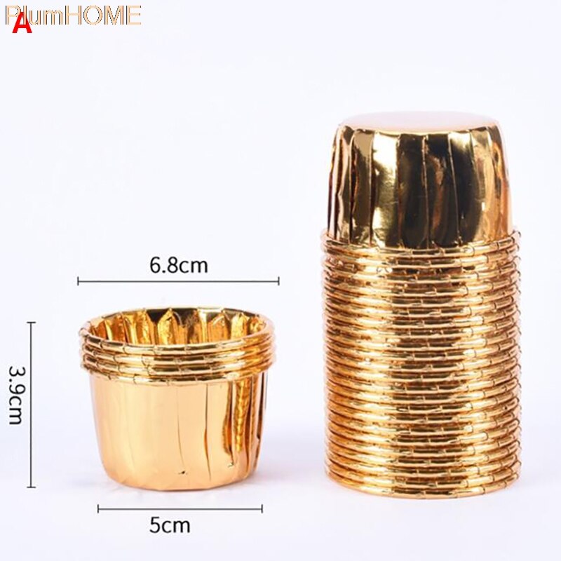 50Pcs Large 5039 Aluminum Foil Wrapper Paper Gold Cupcake Liner Baking Cup Muffin Cupcake: ZXHG1997-A