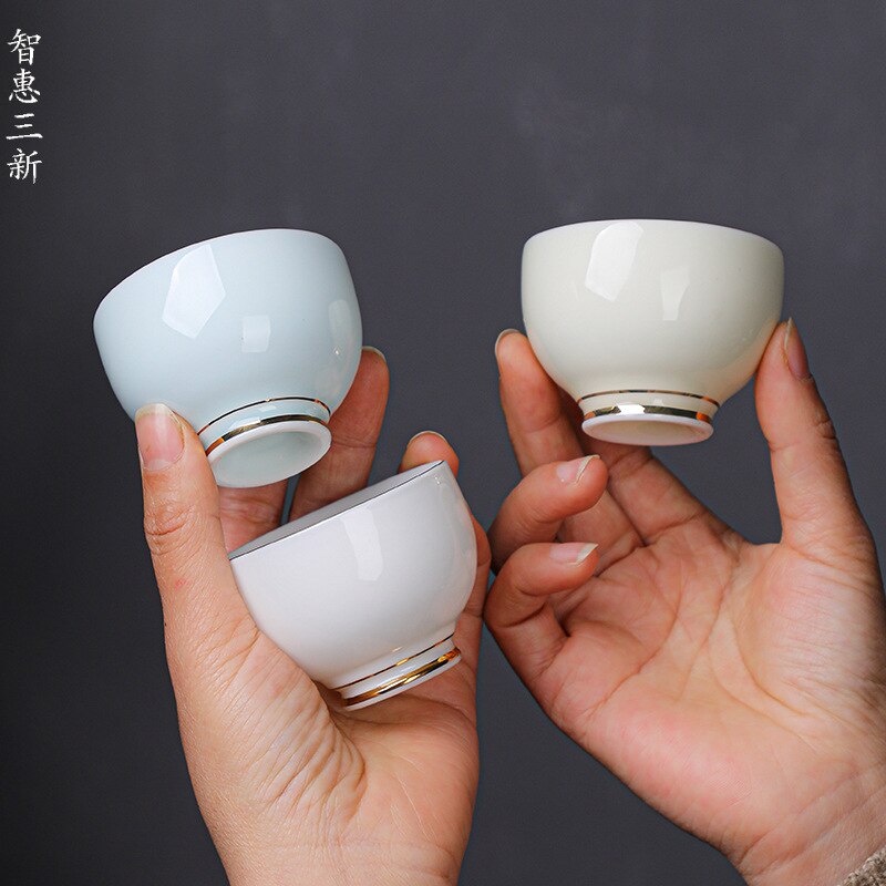 Porcelana blanca de Jade gordo de cordero, taza de té de cerámica Guanhai, juego de té de Kung Fu para el hogar, vajilla de Ceremonia de té,