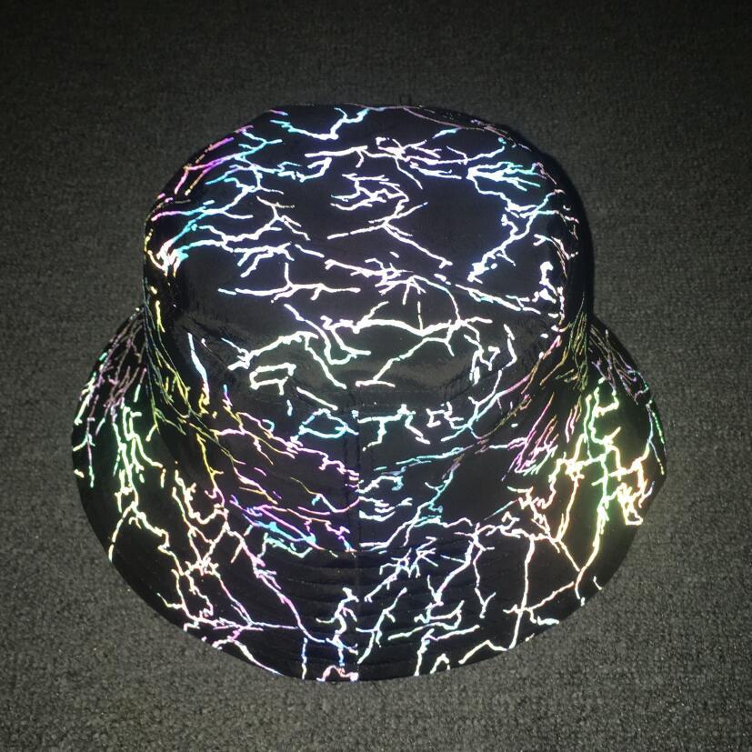 Colorful reflective fisherman's hat men bucket hat night reflect light women punk rock hip hop sun hats SL-07: 3