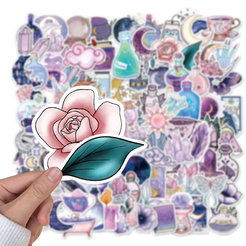 50/100 Uds. Pegatinas bonitas de Luna mágica artística, calcomanías de grafiti estéticas, maleta para portátil, pegatina decorativa para teléfono de coche, juguete para niños