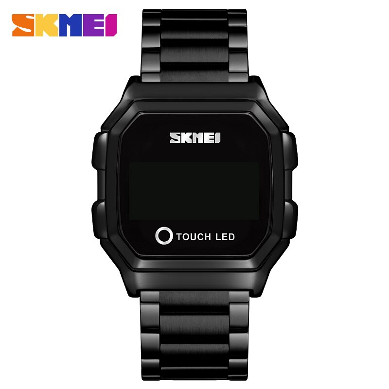 Skmei touch led digitale guldure herre dato tid herre armbåndsure vandtæt sportsur reloj hombre: Sort stål