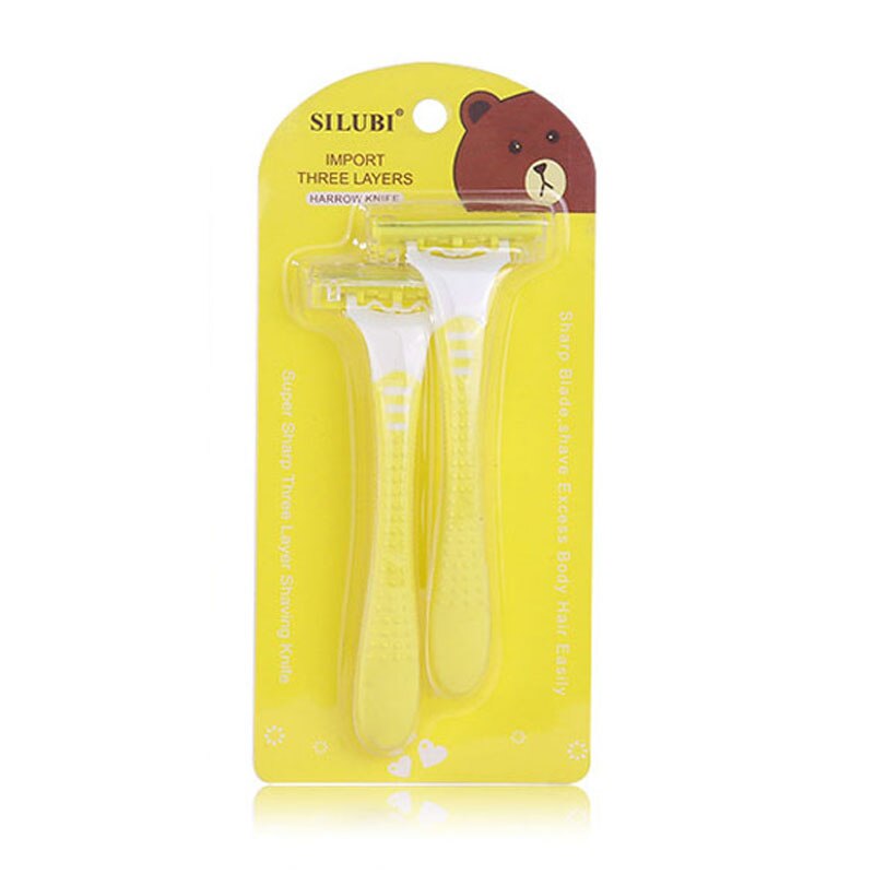 Drie-Layer Rvs Blade Scheermes 2 Sets Van Kam Set Been Scheren Apparaat Voor Verwijderen Body Haar SU263: yellow