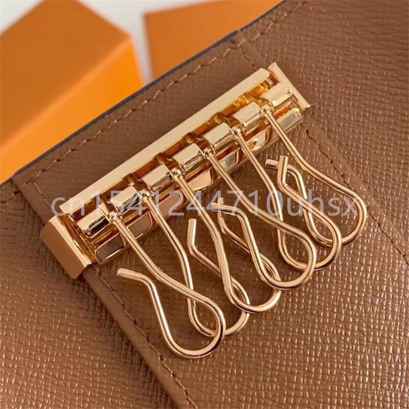 Top Klassieke Luxe /Business 6 Sleutelhouder Mini Multifunctionele Draagbare Clutch Zakken Met Doos: Brown flowers