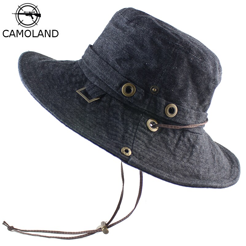 Katoen Zonnehoed Voor Vrouwen Mannen Emmer Denim Lente Zomer Vissen Hoed Strand Lange Grote Brede Rand Outdoor Uv Bescherming opvouwbare