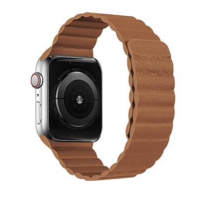 Magnetisk rem til apple watch læderløkke til apple watch rem 44mm 40mm erstatning iwatch series 5 4 3 2 1 urremme: Brun / For 42mm og 44mm