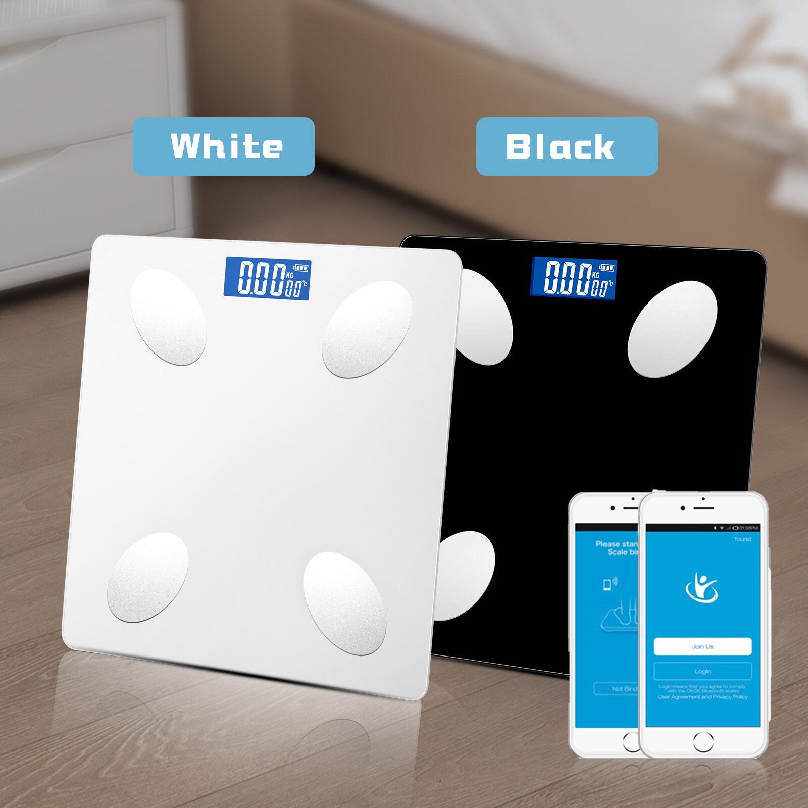 Smart Electronic ​BMI Scale Bluetooth Body Fat Scale LED Digital Wireless Bathroom Weight Scale Body Composition Analyzer App