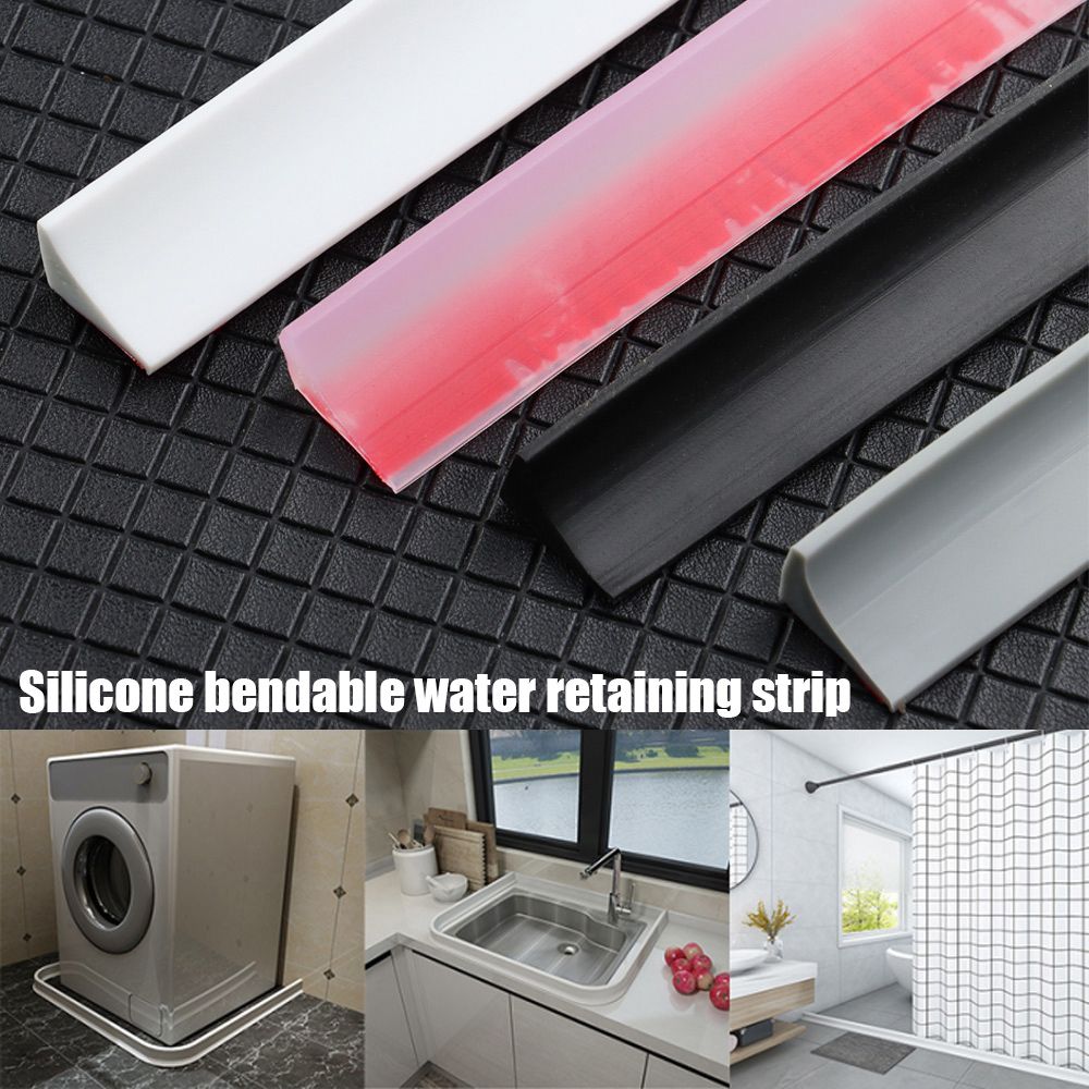 Selbstklebender Silikon-Wasserstopper für Badezimmer, wasserfester Streifen, biegsame Badezimmertür, Waschmaschine, Duschdamm-Barriere