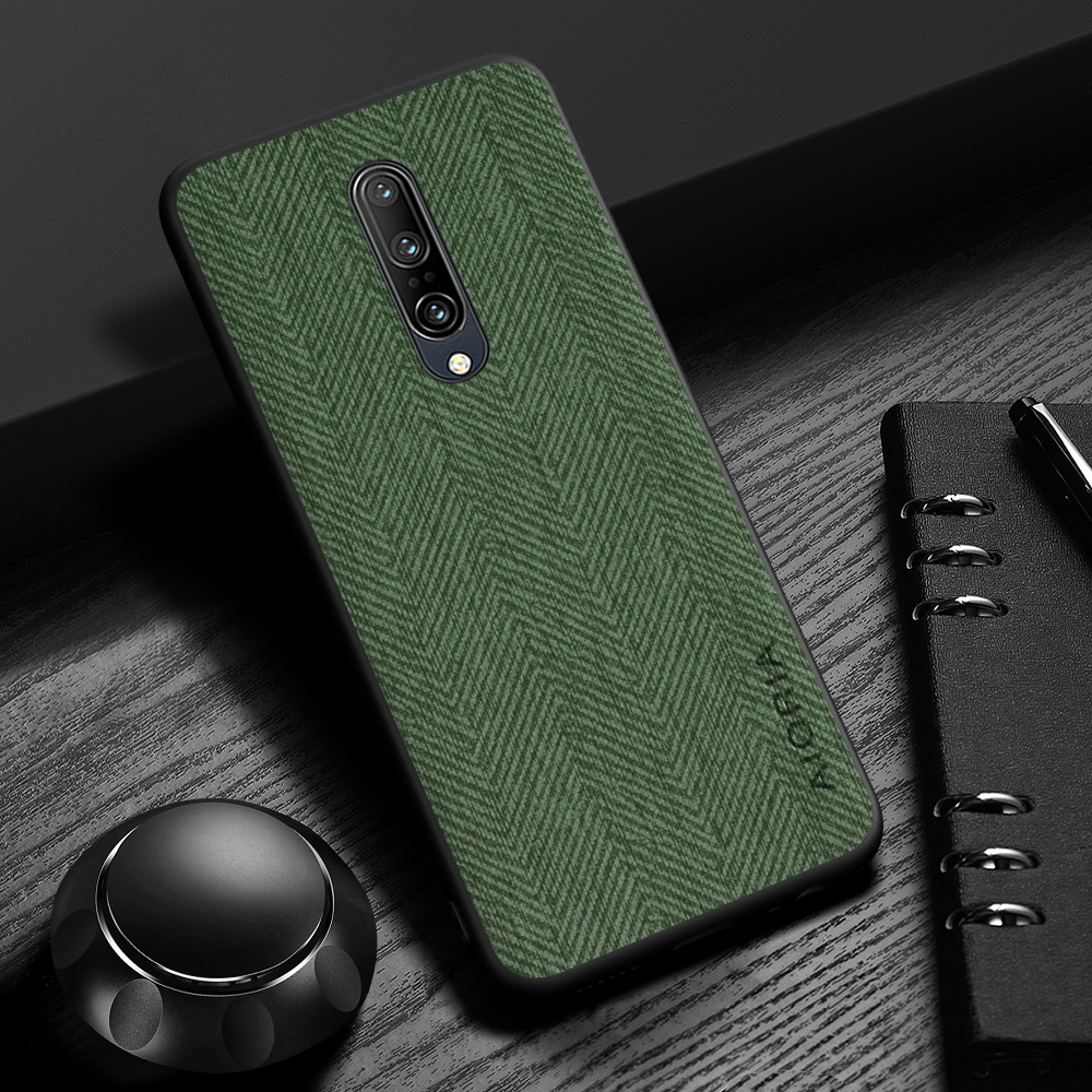 Case voor Oneplus 7 Pro 7T 7T Pro 6T Eenvoudig, lichtgewicht, duurzaam Lederen houder met houtnerf voor Oneplus 6: aluminium / green