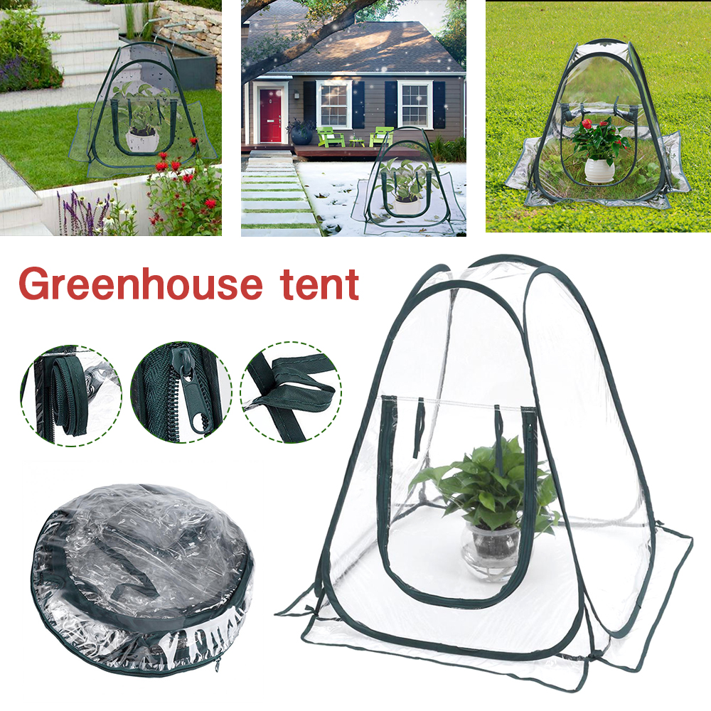 Bærbar sammenfoldelig mini gennemsigtig haveplante blomsterdæksel telt mini drivhuse pvc varme rum have drivhus pop up udendørs