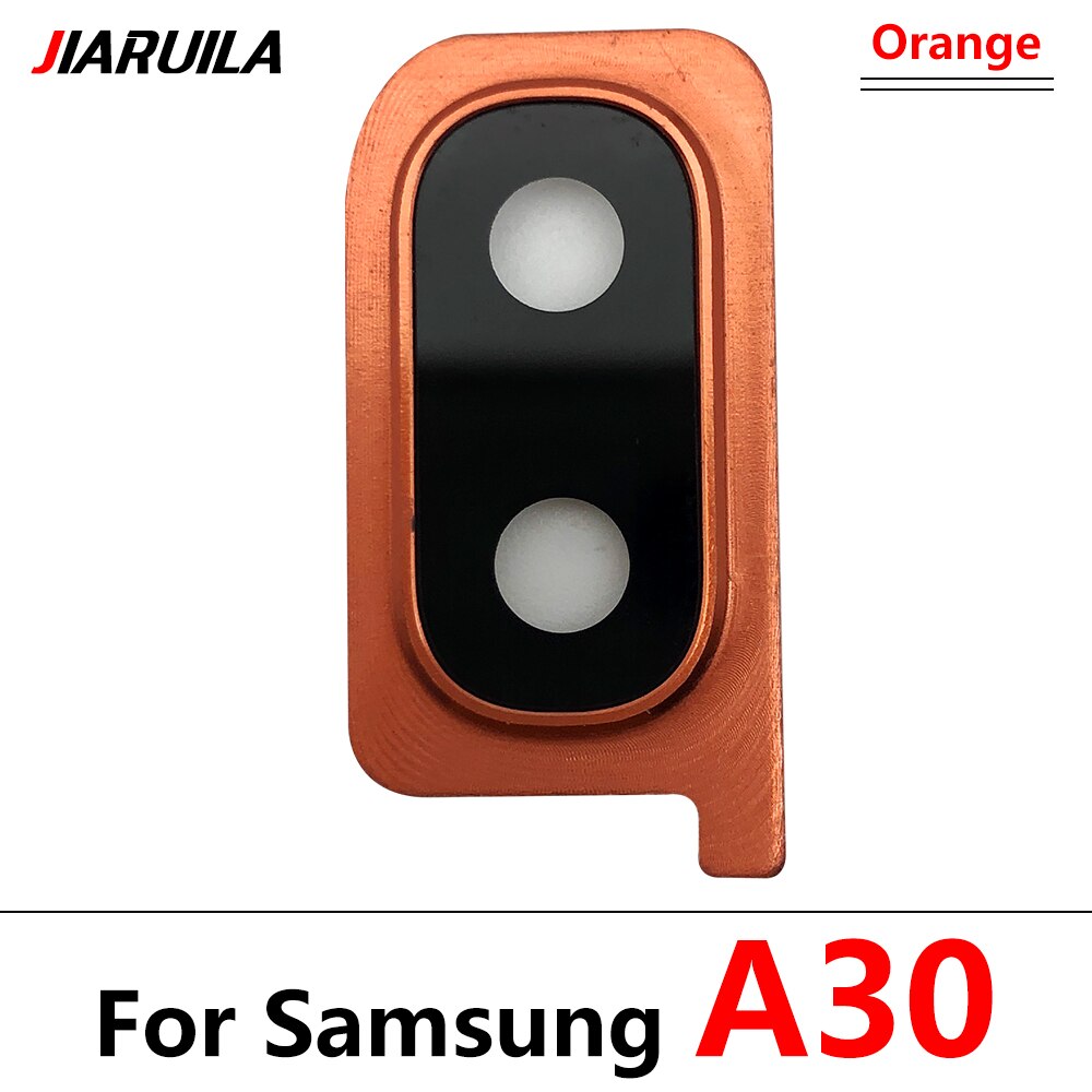 Back Camera Glass Lens + frame For Samsung Galaxy A10 A30 A40 Rear Housing Back Cover With Metal Frame Holder Replacemen: A30 orange
