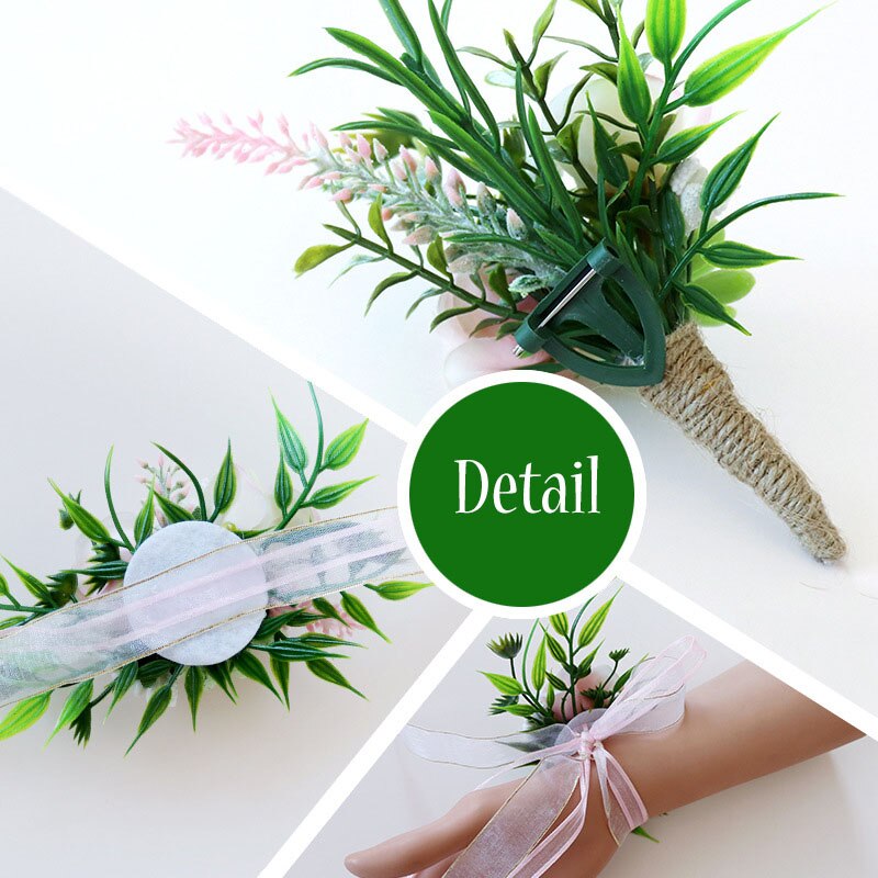 Beauté fraîche mariage rose poignet Corsages main fleur artificielle mariées demoiselle d'honneur poignet fleurs meilleurs hommes boutonnière ZHF02