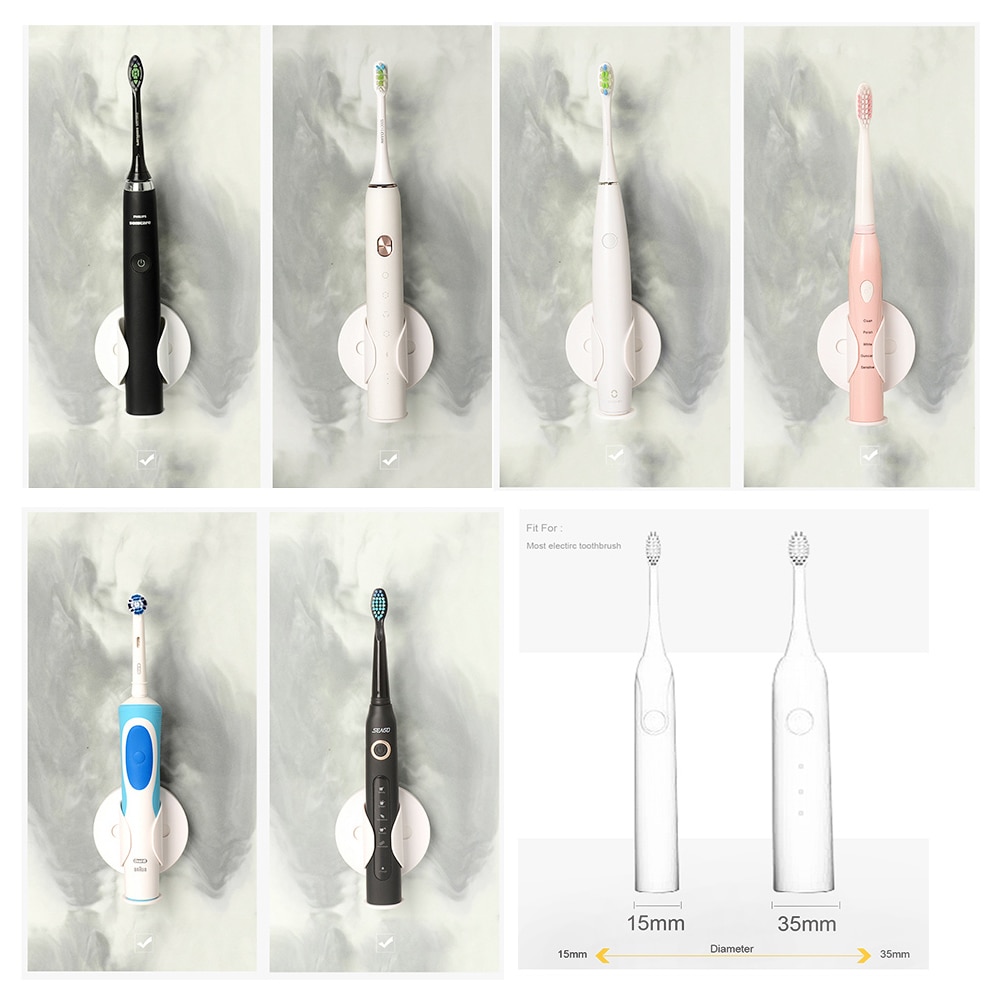 COSOUL-soporte de pared para cepillo de dientes eléctrico, sujeción elástica, protege el mango del cepillo de dientes, ahorra espacio, mantiene el moho seco