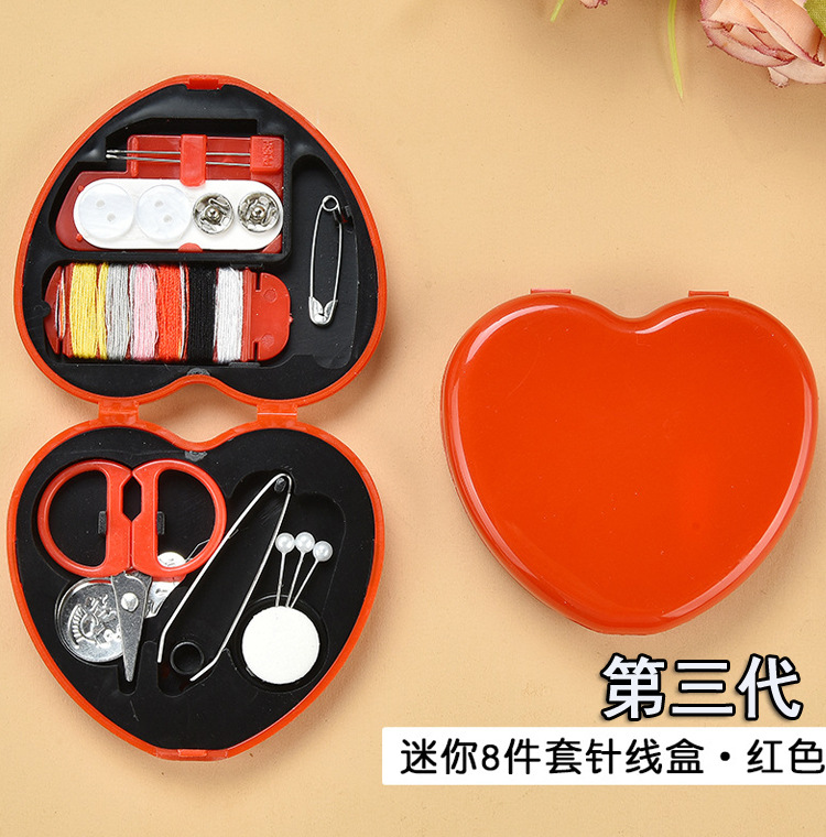 Portable Travel Mini Sewing Kit Buttons Pins Storage Boxes HandmadeScissor Thimble Needle Threads Box Set DIY Sewing Tools: Brown