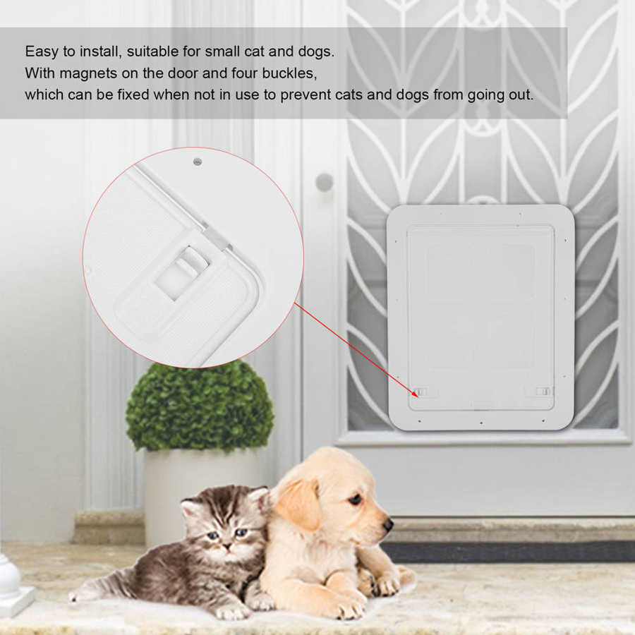 Puerta corredera con solapa magnética para mascotas, puerta de seguridad para perros y gatos pequeños, suministro de ventilación
