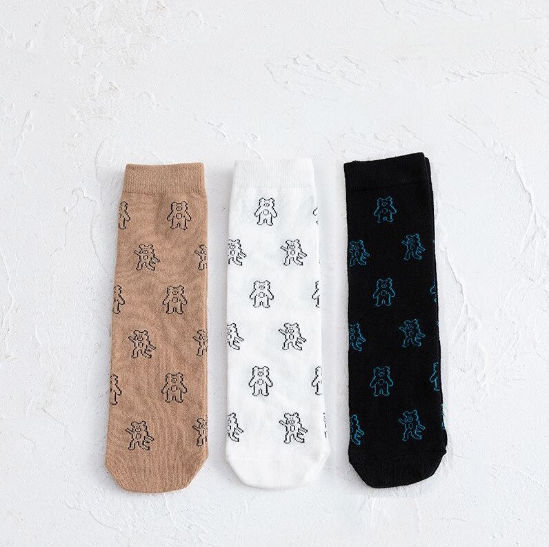 8812 Ins Koreaanse Versie Tij Sokken Kinderen Kalf Sokken Herfst Winter Cartoon Jongens En Meisjes 'Straight Board Sokken: sloth bear 3pairs