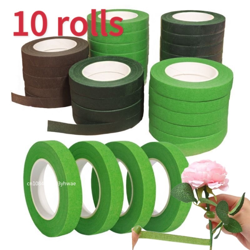 1–10 Rollen Blumenstrauß-Bänder mit Blumenstiel, grüNe selbstklebende Bänder, Floristen-Blumen-Geschenkband, Hochzeit, Party, DIY-Dekorationszubehör