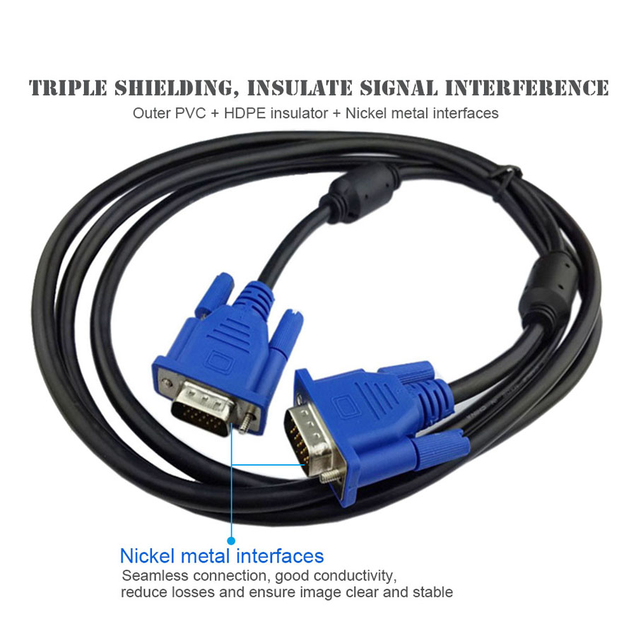 Robotsky-Cable VGA macho a VGA, 1,5 m, 4,6 pies, 3m, 10 pies, Cables macho, 1080P, extensión VGA/SVGA, Cabo para Monitor y proyector