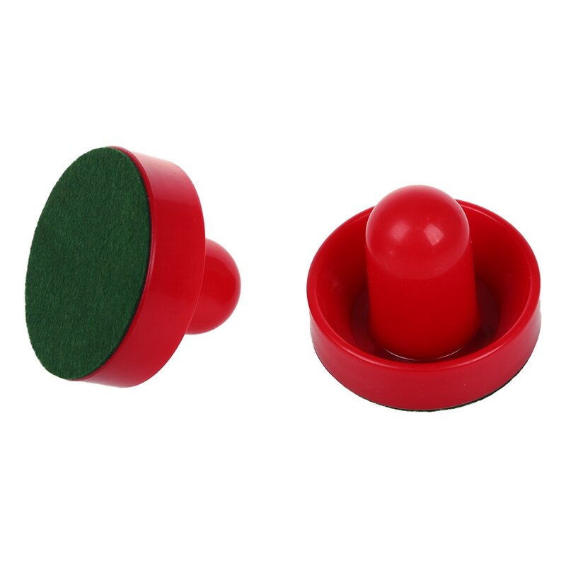 2 air hockey pushers 2 bordshockey puckar handtag