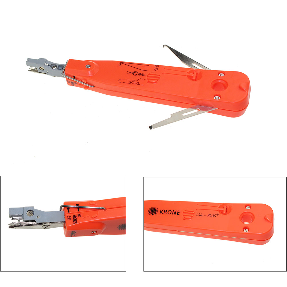 Red krone lsa-plus punch down verktøysett med sensor for telekomtelefon  rj11- leder ethernet-nettverk cat 5 rj45- kabel