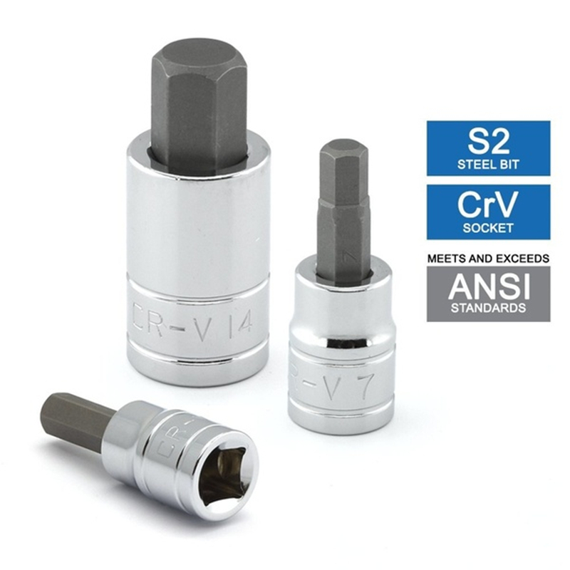 13 stks/set Zware Allen SAE Wrench Hex Socket Bit Set 3/8 "" 1/4 "" 1/2 "" boor Adapter