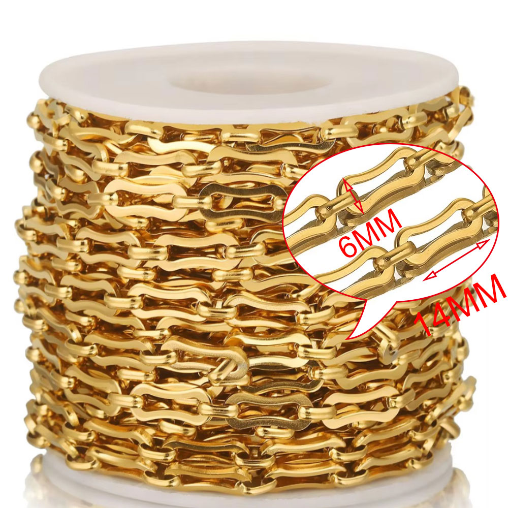 1 Meter großer schwerer Twist-Ring aus Edelstahl, klobiger Hip-Hop-Punk-Gliederketten, DIY-Schmuck, handgefertigte Halskette, Armband, Tasche: Black