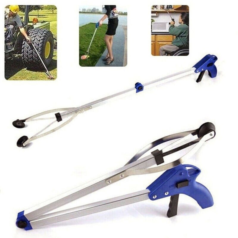 Foldable Long Trash Litter Picker Clamps Grab Pick Up Tool Curved