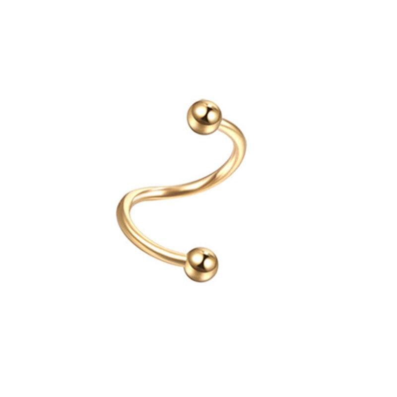 1/2 stücke S Form Nase Ring Edelstahl Bar Spirale Twister Tragus Ohr Piercing Helix Körper Schmuck Piercing ohr: gold spherical