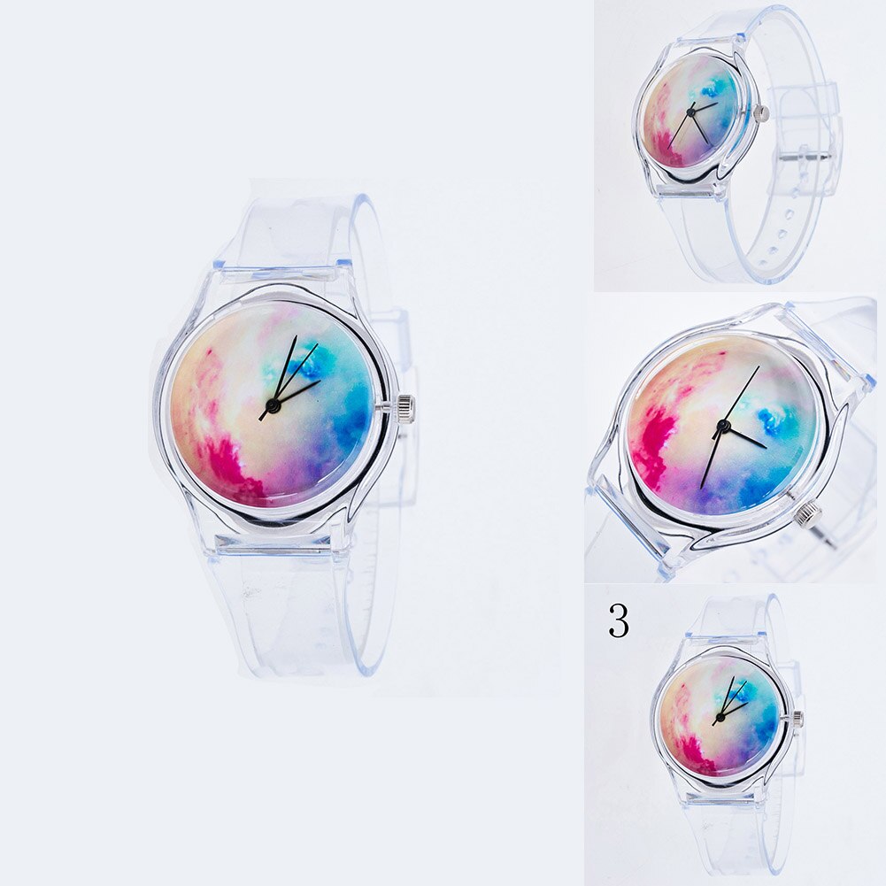 Kvinder armbåndsure plast tegneserie ur gennemsigtig rem studerende sport ure dame piger afslappet quartz ur 88. jan