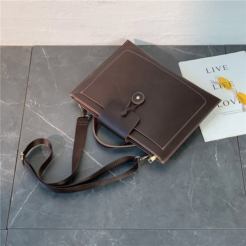 Herentas heren aktetas dunne harde crossbody tas pu handtas sacoche homme portafolio tablet officiële werktas koffie