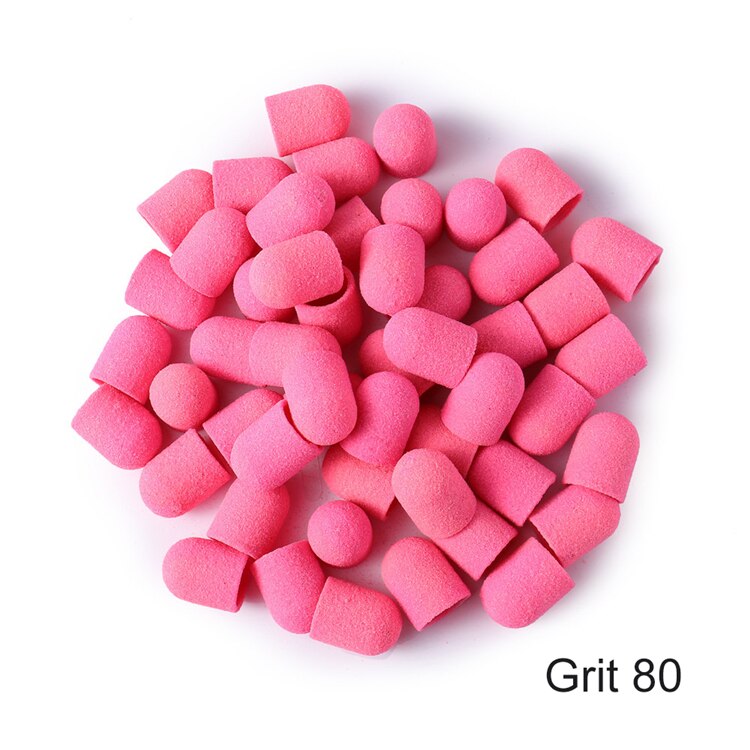 100 stk 13 x 19mm #80/120/180/240 lyserøde negle slibebånd neglebor greb maskine manicure pedicure negle tilbehør dorn: Lyserød korn 80