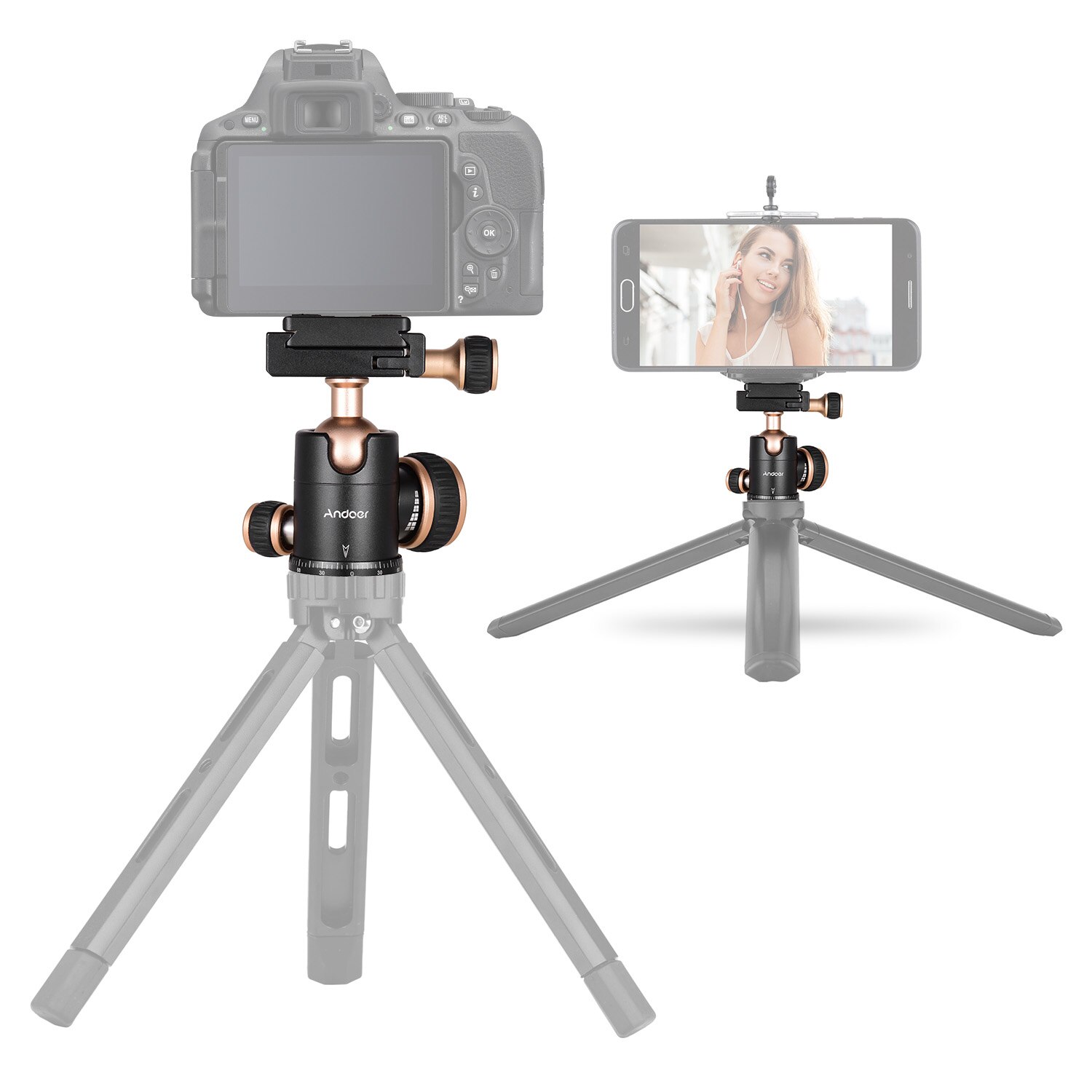 Andoer Q30 CNC Panorama Treppiedi Testa A Sfera A 360 Gradi di Rotazione con 1/4 Pollici Vite 3/8 Pollici Foro per Vite per Smartphone macchina fotografica