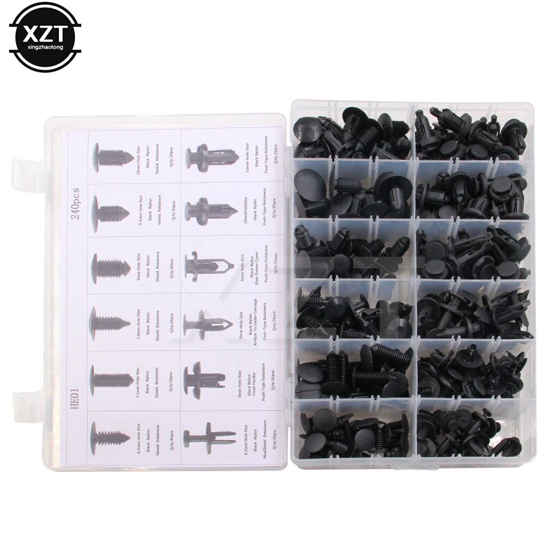 240pcs Plastic Rivets Fastener for Fender Bumper Push Screw Pin Clips Kit Set For Honda/Chevrolet/Acura/GOLF/Ford/Toyota