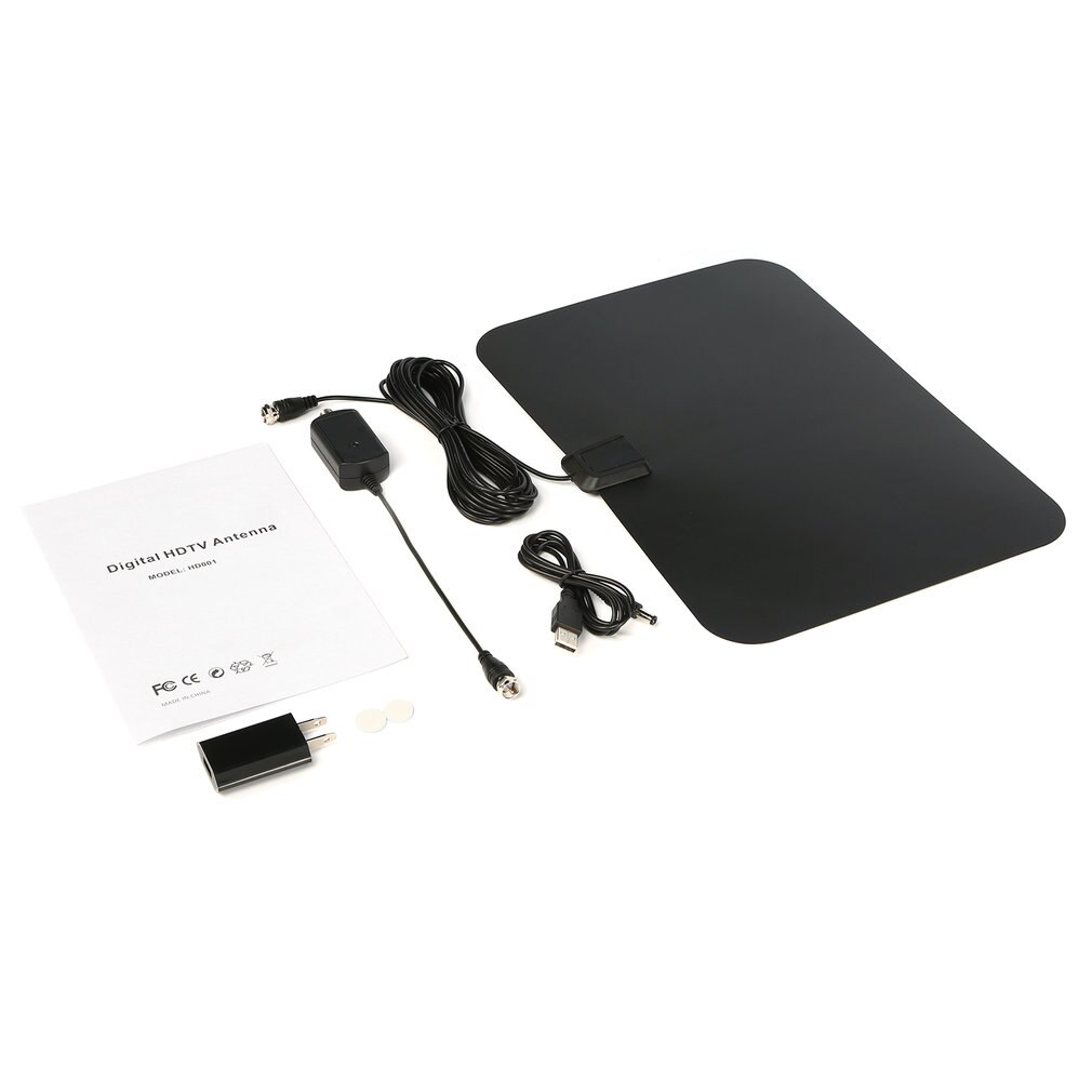 Digtal Indoor Amplified HDTV Antenna with Detachable Amplifier Signal Booster for UHF VHF USB 10ft High Performance Coax Cable