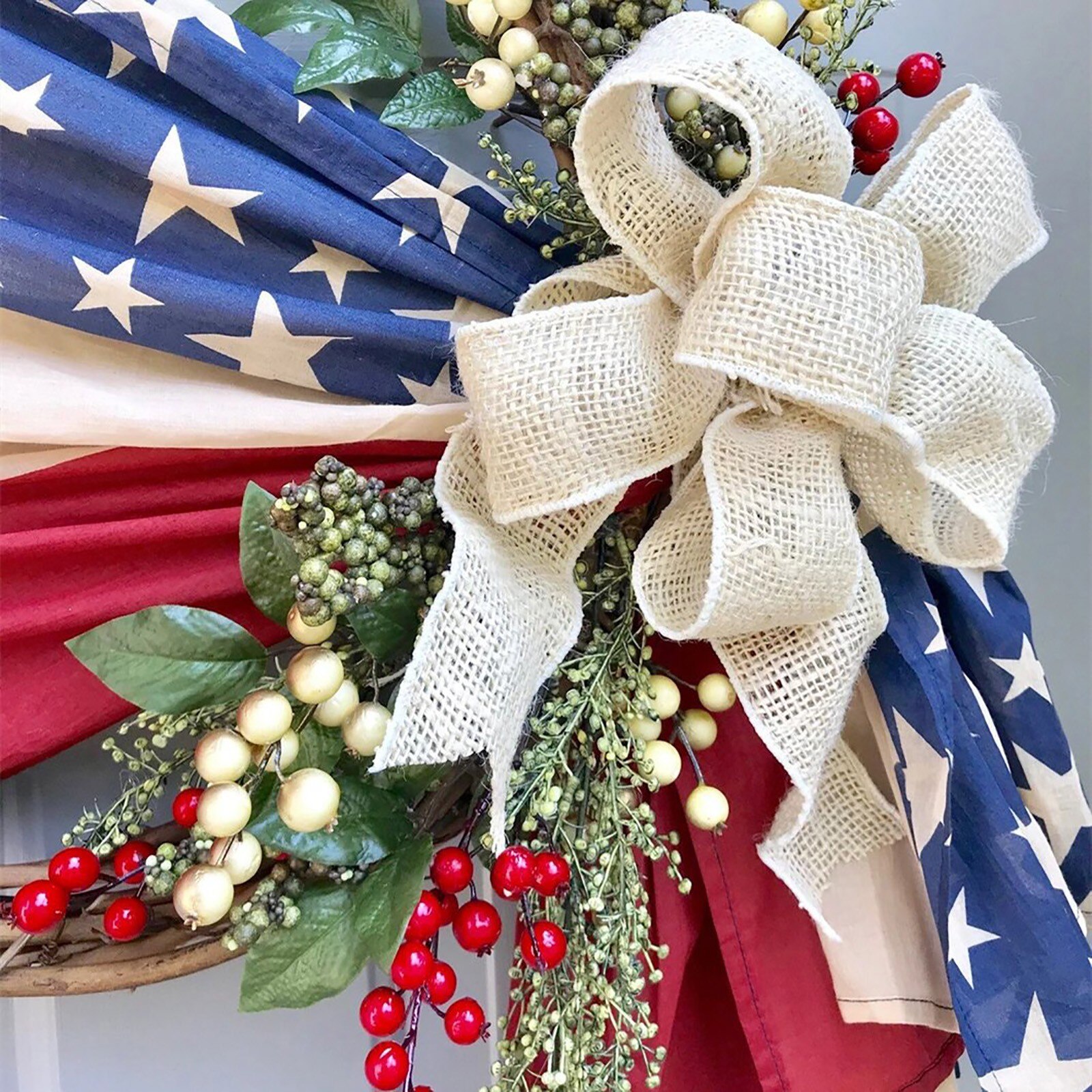 Independence Day Wreath Porch Decoration Front Door Outdoor The Letter Hanging Round Wreath Decor Wreaths Garlands