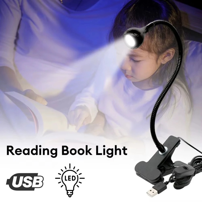 Flexibele tafellamp met usb-voeding, leeslamp met houder en clip, studeerlamp, nachtlampje voor op het nachtkastje, slaapkamerdecoratie, nachtlampje
