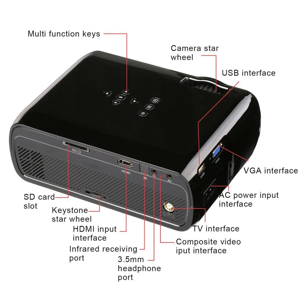 LESHP Multi-media LED Video proyector 1080P HD Oficina hogar cine BL-80 1000:1 negro
